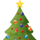 Christmas tree with shiny ornaments.