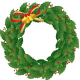 Holly wreath with bell.