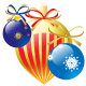 Three Christmas ornaments.