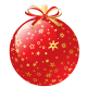 Red Christmas ornament with tiny gold stars.