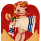 Free vintage heart with little kid Valentine's Day clip art