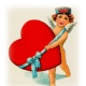 Vintage Valentine clipart Cupid delivering a red heart