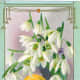 Easter flowers: Large yellow Easter egg with white flowers "A joyous Easter"