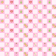 Baby scrapbook paper: pink check with flowers, diaper pins, dolls, hearts and a baby girl in a carriage -- small size
