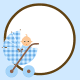 Baby scrapbook embellishment: blue with baby boy in baby carriage