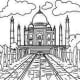 National Landmark Coloring Pages - Historic Tourist Attractions - Taj Mahal - India