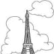 National Landmark Coloring Pages - Historic Tourist Attractions - Eifel Tower - Paris - France
