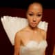 A bubble wrap corset with bubble wrap angel wings.