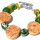 Upcycled Wine Cork Jewelry- Green & Yellow Recycled Glass Bead Bracelet