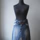 Upcycled Jeans and Neckties Skirt WITH Necktie Belt - Womens Upcycled Clothing