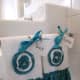 Green with Envy, My Boyfriend's Shirt - White Cotton Hand Towels with Ruffles and Millinery Flowers - Set of Two