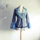 Bohemian Jacket Women's Upcycled Clothing Fringe Blazer Gray Blue Bell Sleeves Shabby Chic Eco Fashion Large 'MAISIE'