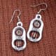 Upcycled Earrings, Silver Pull Tabs with Brown and Beige Resistors