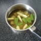 Potato, babycorn and mangetout are added to cold, fresh chicken stock