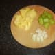 Chopped potato, celery and onion