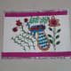Stick this template to a white cardboard base and decorate the border with purple crepe paper and a silver lace.