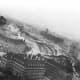 A Mosquito bombing the Gestapo headquarters in the Shellhus, Copenhagen, Denmark in March 1945.