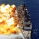 The USS Iowa during a live fire exercise