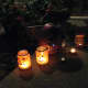 Our Jar Pumpkins light up the sidewalk on Halloween night!