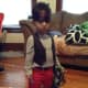 Little pirate boy; coloured pants, thermal shirt, vest, and mommy's scarves for belt and bandanna.