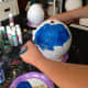 Blue metallic acrylic paint looks really neat for Planet Earth.