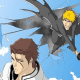 Ichigo sneaking on Aizen's back