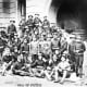 Soldiers outside Hall of Justice in San Francisco 1906. US Army soldiers from the Presidio pose for a group shot, with their Springfield 03 rifles, in front of the ruins of the Hall of Justice. The troops aided the local police force in keeping order