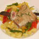 Perfectly cooked tuna steak is beautifully pink and juicy in the centre