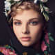 This girl is wearing a "vinok" and a "hustka", which is a traditional embroidered shawl or scarf that usually has fringes