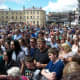 The crowd listened carefully to speakers M.P. Richard Burgon and Labour leader Jeremy Corbyn