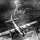 A raid by the 8th Air Force on the Focke Wulf factory at Marienburg, Germany (1943).