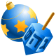 Hanukkah symbols: ornament and dreidel