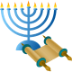 Hanukkah symbols: menorah and Torah