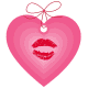 Valentine clip art: pink and red kiss heart tag