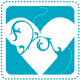 Free Valentine's Day clip art: Turquoise heart with swirls and dots