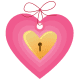 Valentine clip art: pink and yellow locked heart tag 