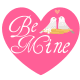 Be Mine pink heart with two lovebirds free clip art