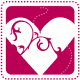 Valentine clipart: Red heart with swirls and dots
