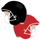 Black and red football helmets clipart