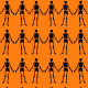 Free happy skeletons scrapbook paper on an orange background
