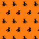 Free flying witches scrapbooking paper on an orange background