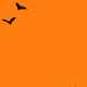 Flying bat, spider and spider web scrapbooking layout on an orange background