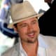 Brad Pitt wearing straw fedora gangster hat