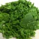 This bit of spinach only took a pulse for two seconds. Almost came out too fine. It left only one leaf unchopped.