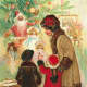 Vintage Christmas cards: Children looking in antique toy store window