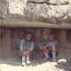 Sarah and Jason resting in cave dwellings at Mesa Verde National Park