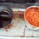 Once eggs and bacon are finished cooking, heat the beans.