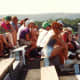 Other people in the bleachers watching the Olympic dressage event in 1992 outside of Barcelona.