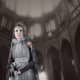 Gray Victorian ghost lady costume by Martha Stewart