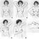 A series of six illustrations showing how to do breast self examination 